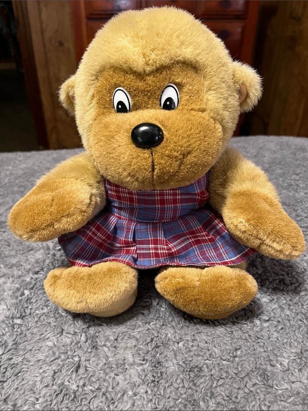 Chinda Gift Plush Bear in Plaid Dress Soft Stuffed Animal Toy Pretty Dress Up